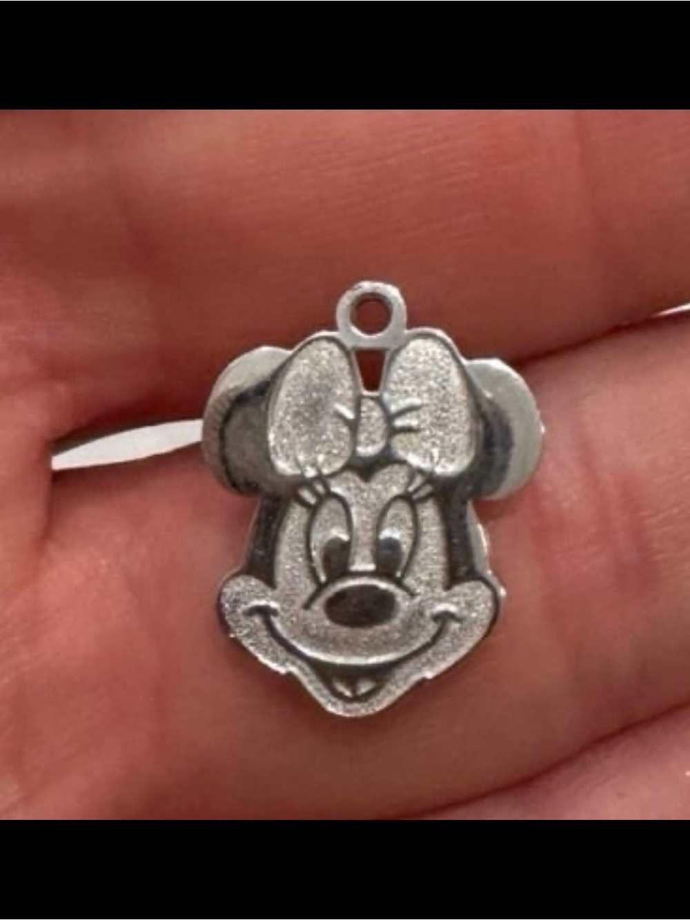 Silver Minnie Mouse Charm Pendant, Walt Disney vintage